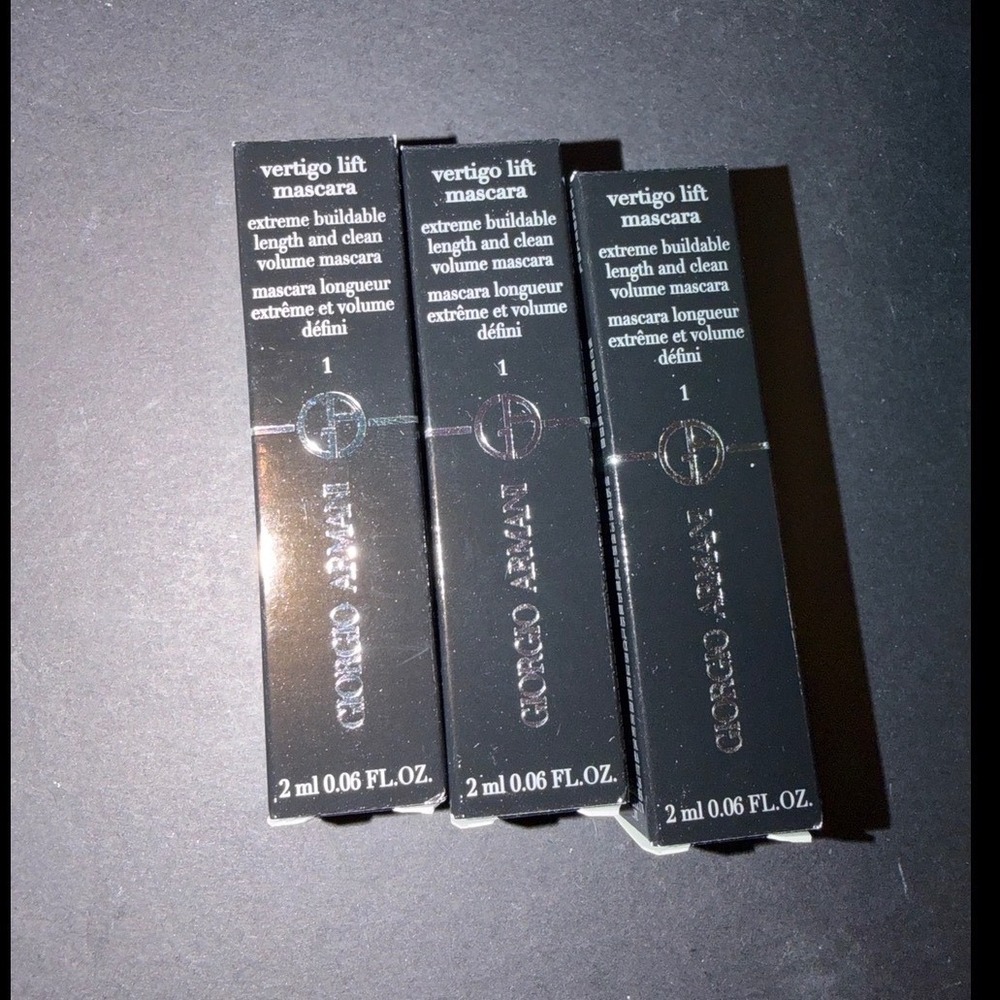 Giorgio Armani Vertigo Lift Mascara 3 Piece Set Black Travel Size makeup 0.06oz